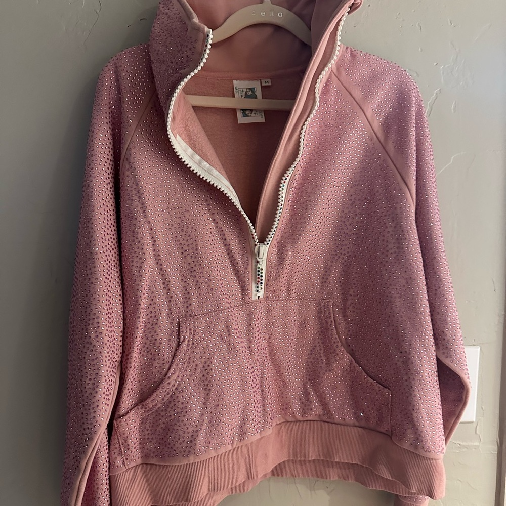 QUEEN OF SPARKLES Pink 1/4 Sleeve Sweatshirt